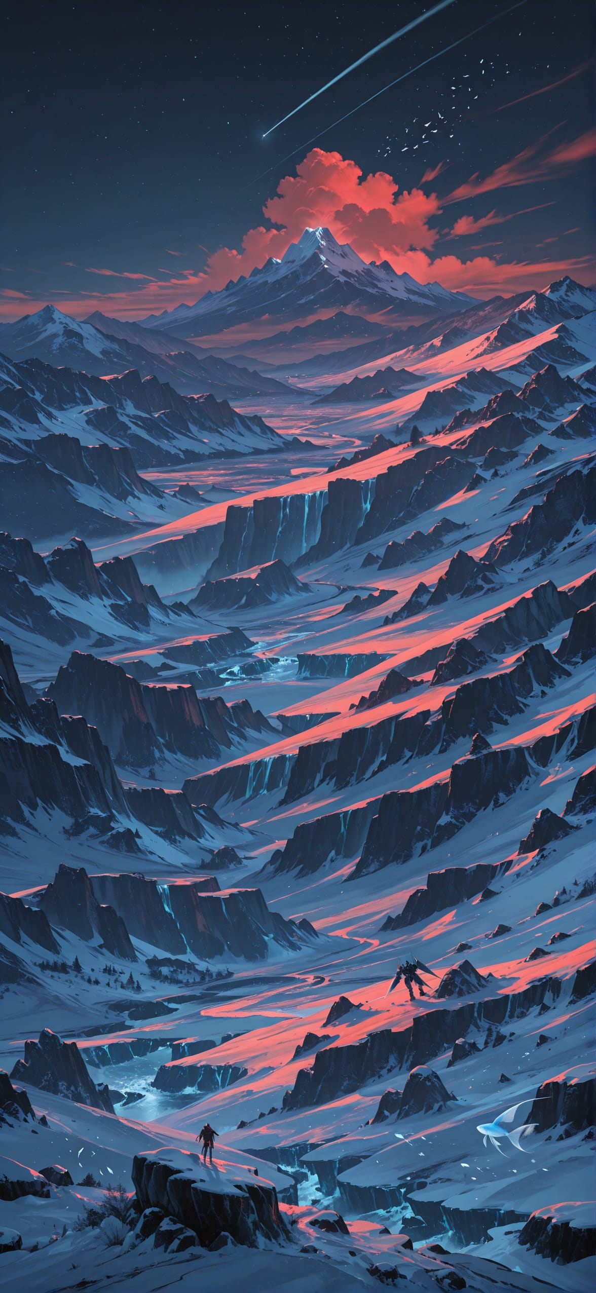 Glacier Red Night Sea Spring Animal Machine mobile wallpaper / スマホ壁紙