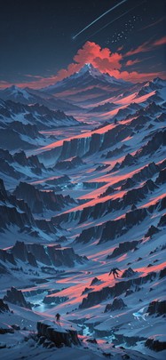 Glacier Red Night Sea Spring Animal Machine mobile wallpaper / スマホ壁紙