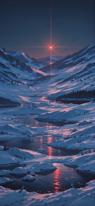 Glacier Red Night Sea Spring Animal mobile wallpaper / スマホ壁紙