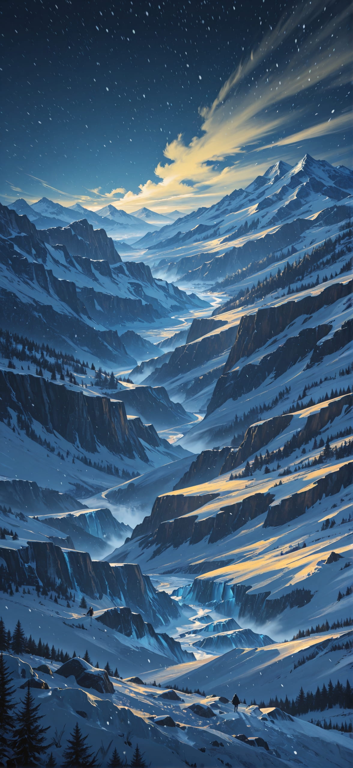 Glacier Yellow Night Nature Spring mobile wallpaper / スマホ壁紙