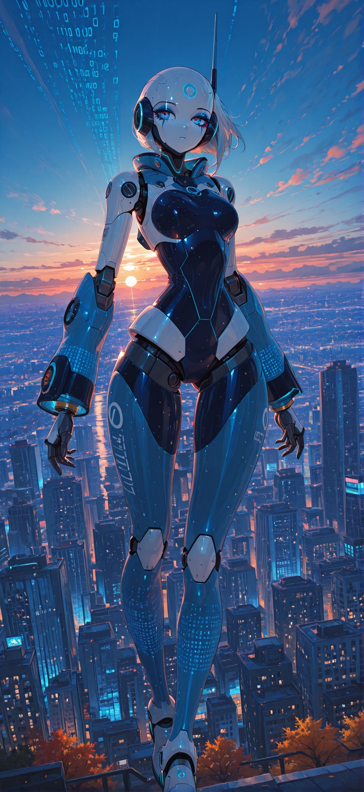 Glitchyglam Blue Sunset City Autumn Machine mobile wallpaper / スマホ壁紙