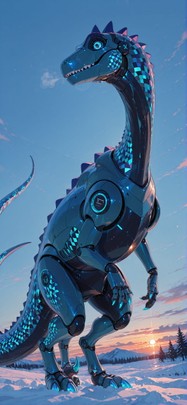 Glitchyglam Blue Sunset Sky Winter Animal Machine mobile wallpaper / スマホ壁紙