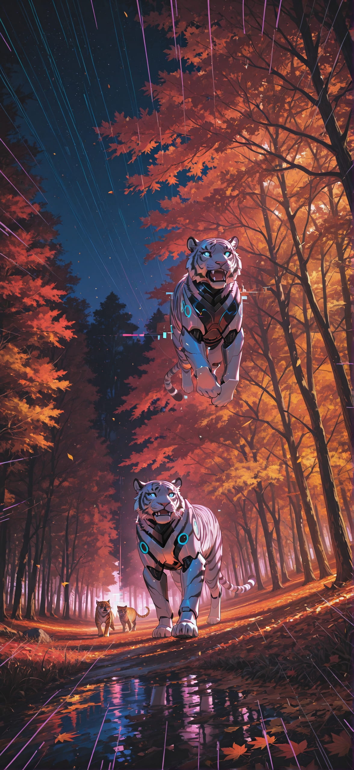 Glitchyglam Pink Night Nature Autumn Animal Machine mobile wallpaper / スマホ壁紙