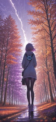 Glitchyglam Purple Afternoon Nature Autumn mobile wallpaper / スマホ壁紙