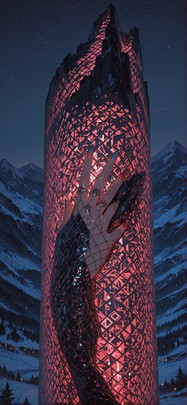 Glitchyglam Red Night Mountain Winter mobile wallpaper / スマホ壁紙