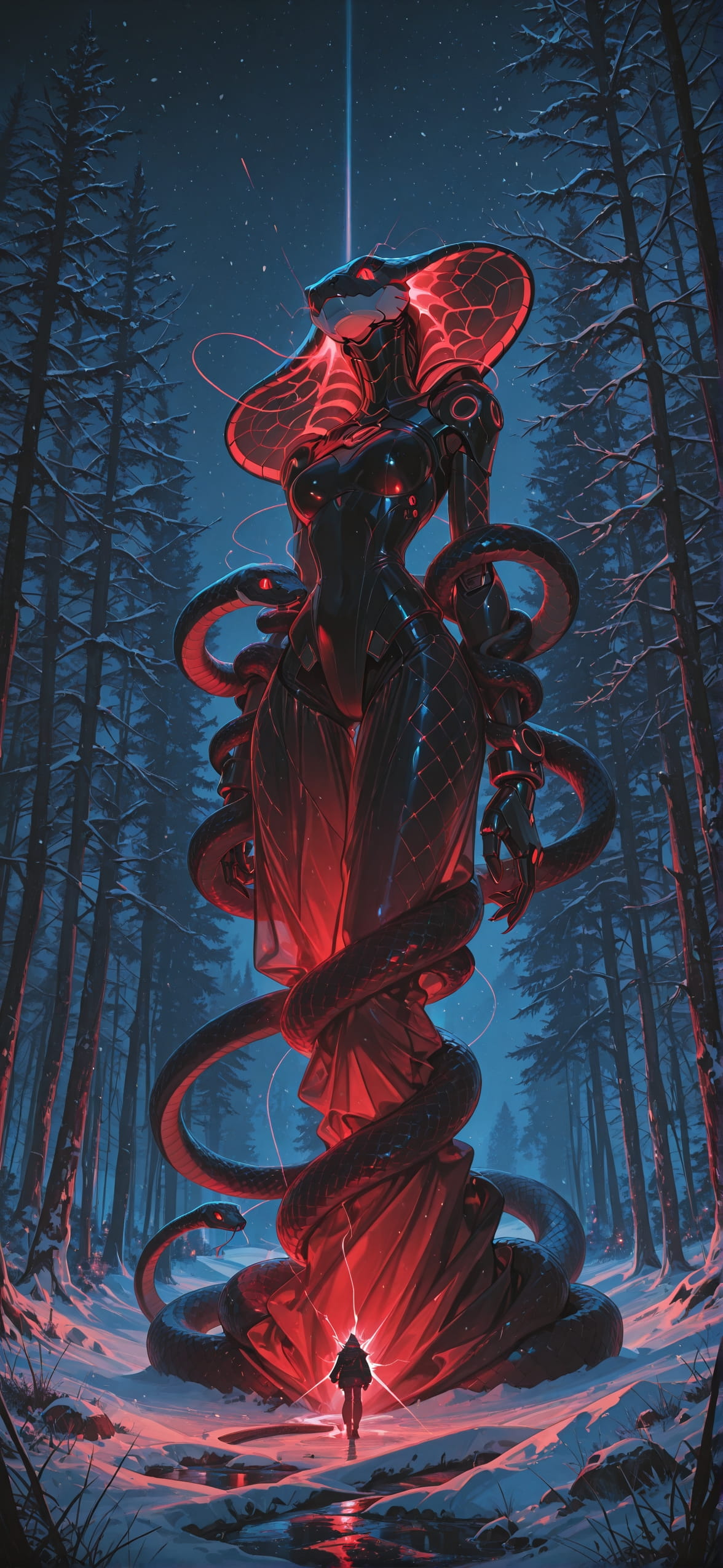 Glitchyglam Red Night Nature Winter Animal Machine mobile wallpaper / スマホ壁紙