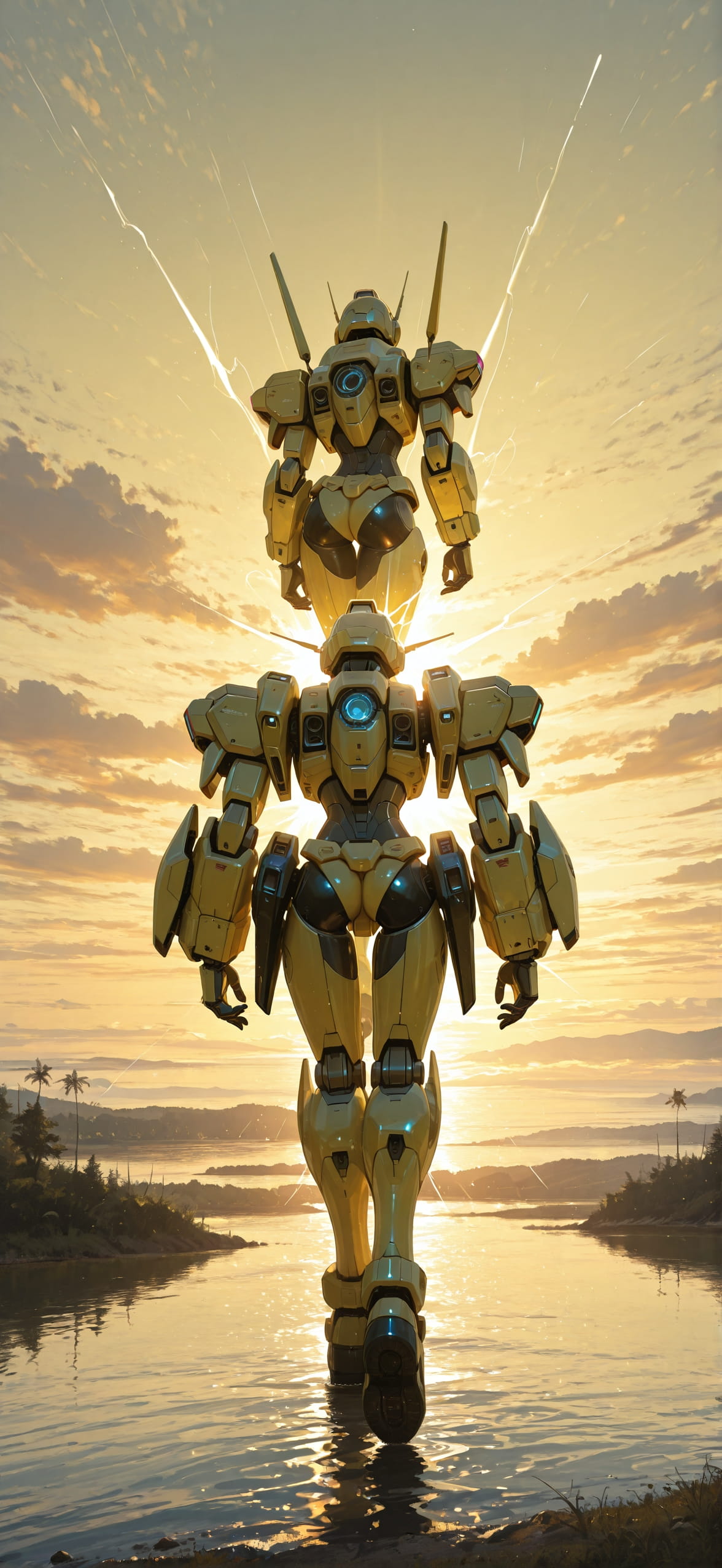 Glitchyglam Yellow Afternoon Sea Summer Machine mobile wallpaper / スマホ壁紙