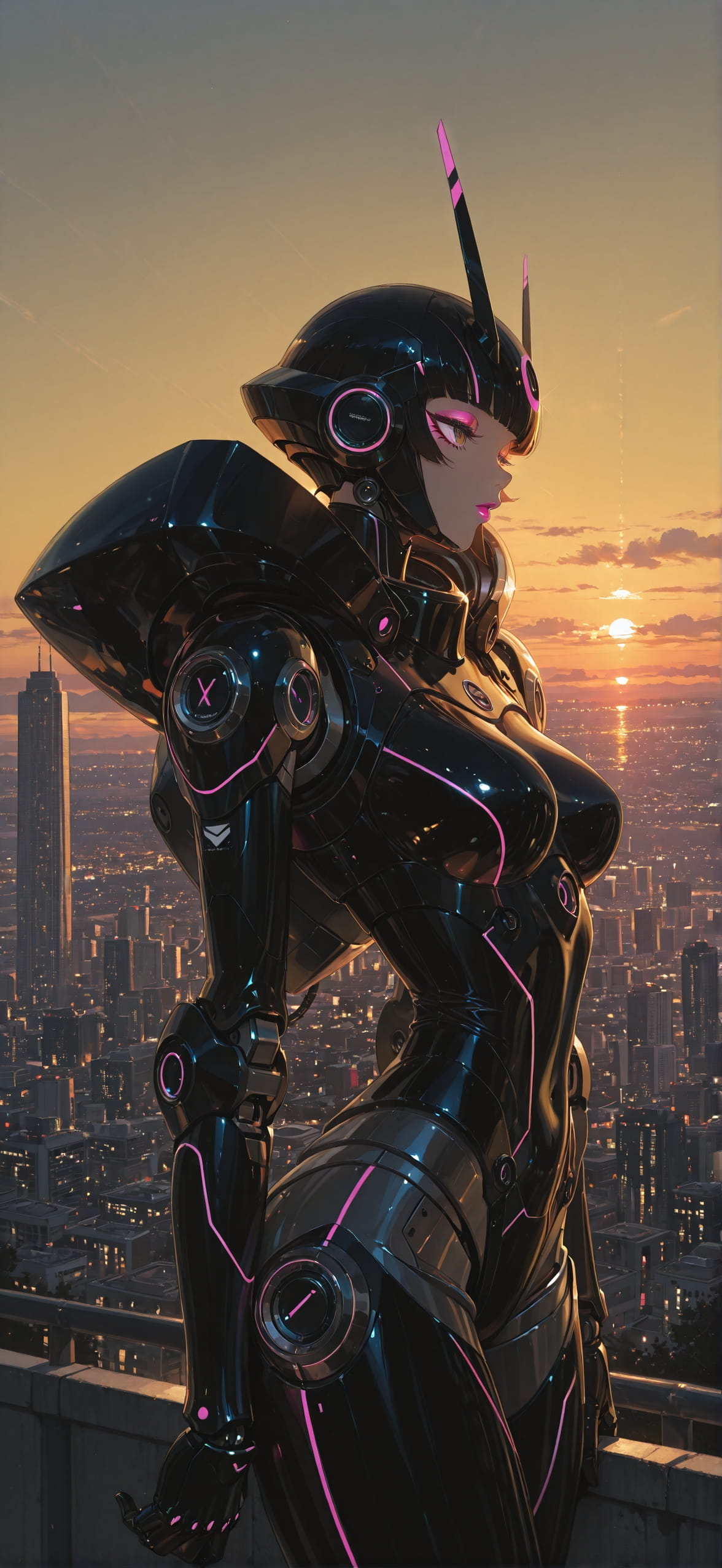 Glitchyglam Yellow Sunset City Spring Machine mobile wallpaper / スマホ壁紙