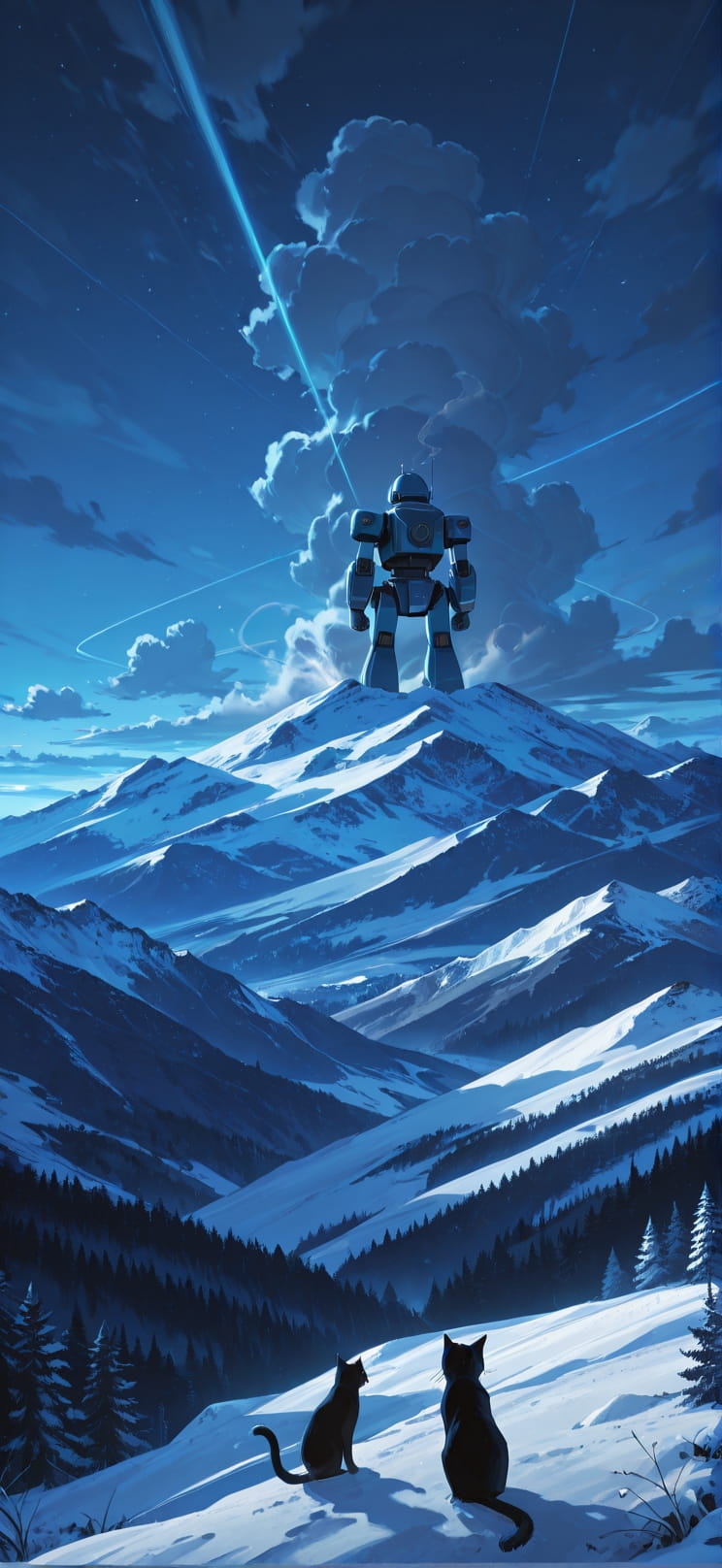 Granite Blue Night Nature Winter Animal Machine mobile wallpaper / スマホ壁紙