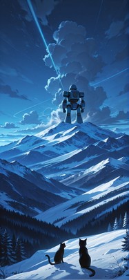 Granite Blue Night Nature Winter Animal Machine mobile wallpaper / スマホ壁紙