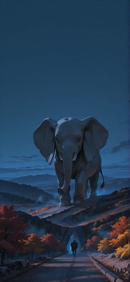 Granite Blue Night Sky Autumn Animal mobile wallpaper / スマホ壁紙