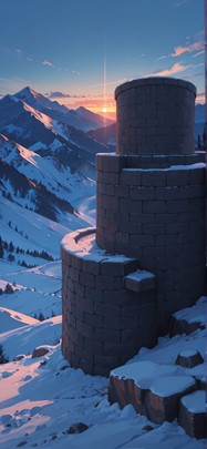 Granite Blue Sunset Mountain Winter mobile wallpaper / スマホ壁紙