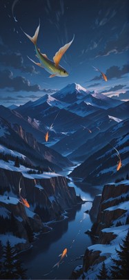 Granite Brown Night Sea Winter Animal mobile wallpaper / スマホ壁紙