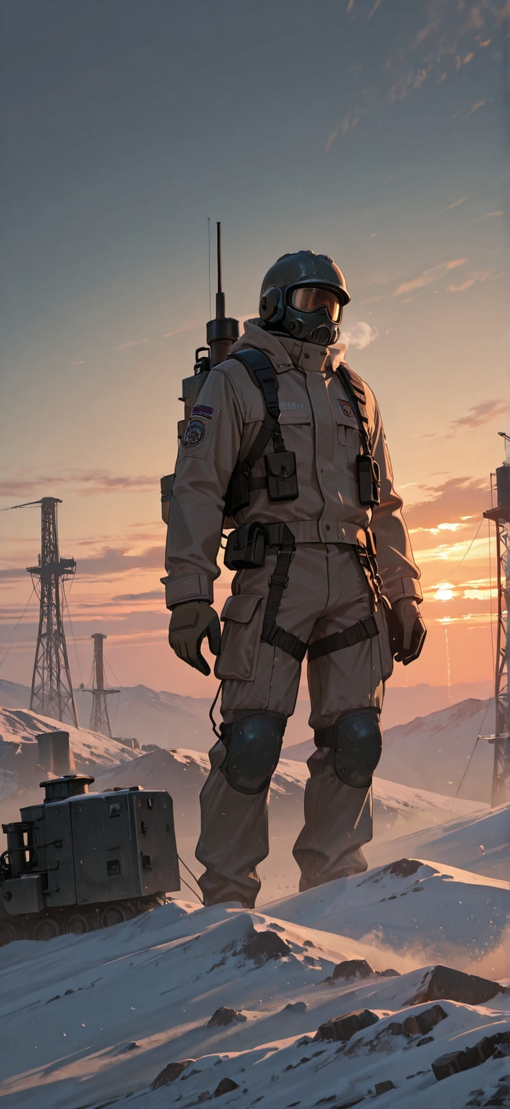 Granite Brown Sunset Sky Winter mobile wallpaper / スマホ壁紙