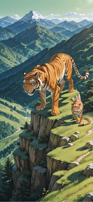 Granite Green Afternoon Mountain Spring Animal mobile wallpaper / スマホ壁紙