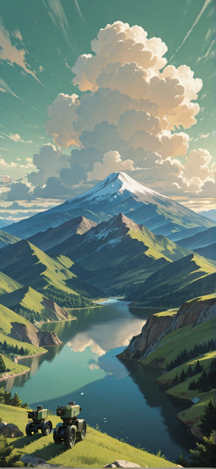 Granite Green Afternoon Sea Spring Machine mobile wallpaper / スマホ壁紙