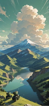 Granite Green Afternoon Sea Spring Machine mobile wallpaper / スマホ壁紙