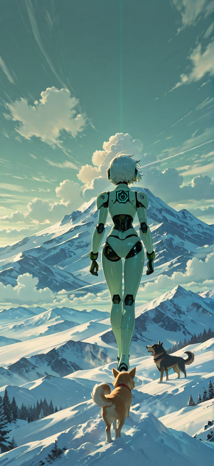 Granite Green Afternoon Sky Winter Animal Machine mobile wallpaper / スマホ壁紙