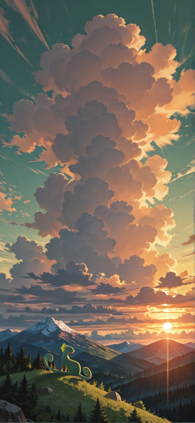 Granite Green Sunset Nature Summer Animal mobile wallpaper / スマホ壁紙