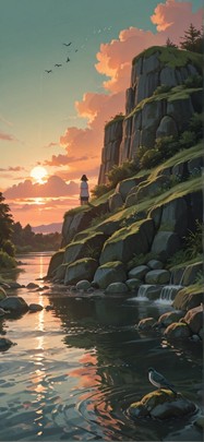 Granite Green Sunset Sky Summer Animal mobile wallpaper / スマホ壁紙