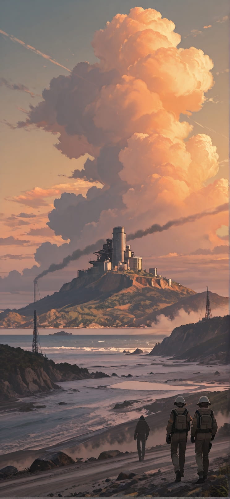 Granite Orange Afternoon Sea Summer mobile wallpaper / スマホ壁紙