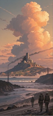 Granite Orange Afternoon Sea Summer mobile wallpaper / スマホ壁紙