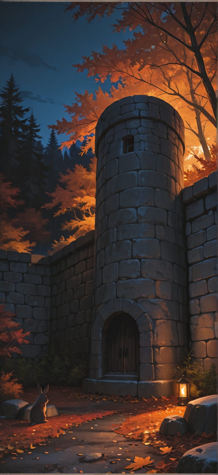 Granite Orange Night Nature Autumn Animal mobile wallpaper / スマホ壁紙