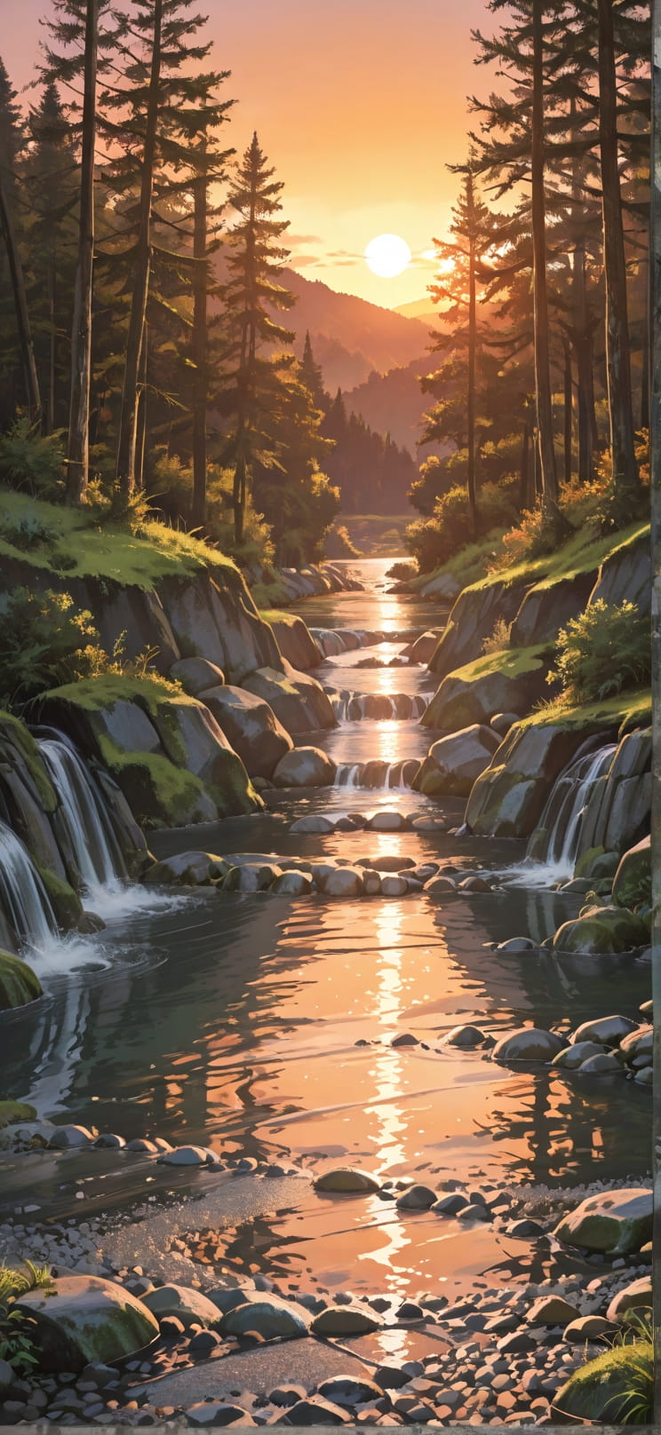 Granite Orange Sunset Nature Spring mobile wallpaper / スマホ壁紙