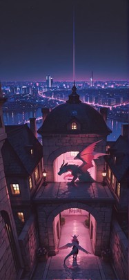 Granite Pink Night City Spring Animal mobile wallpaper / スマホ壁紙