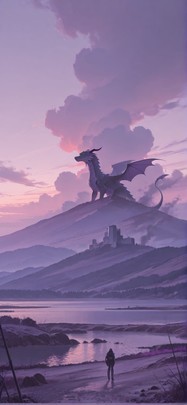 Granite Purple Afternoon Sea Spring Animal mobile wallpaper / スマホ壁紙