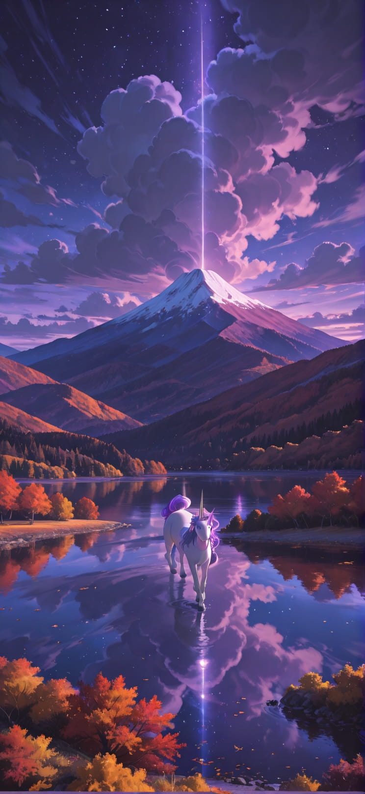 Granite Purple Night Sea Autumn Animal mobile wallpaper / スマホ壁紙