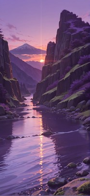 Granite Purple Sunset Mountain Spring mobile wallpaper / スマホ壁紙