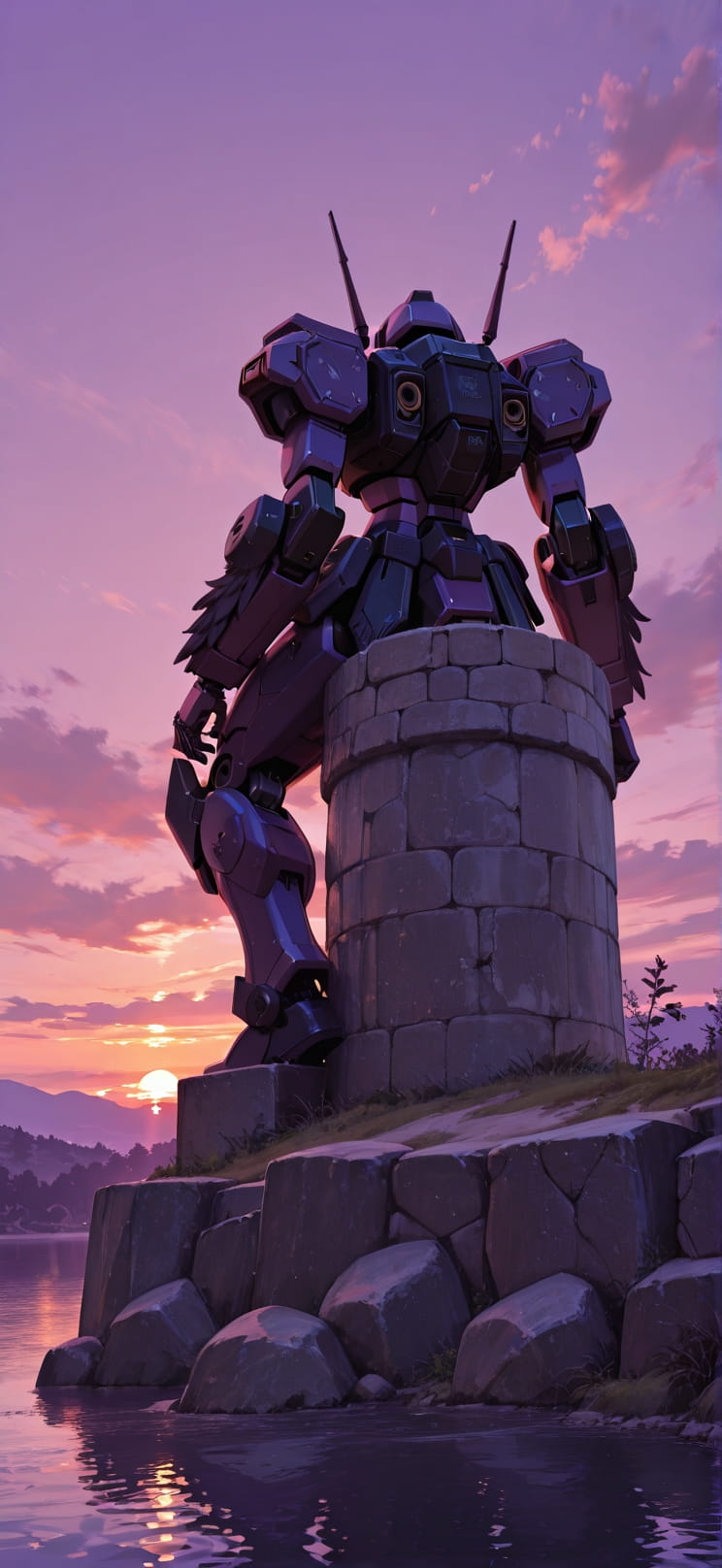 Granite Purple Sunset Sea Spring Machine mobile wallpaper / スマホ壁紙