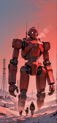 Granite Red Afternoon Sky Winter Animal Machine mobile wallpaper / スマホ壁紙