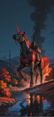 Granite Red Night Sea Autumn Animal Machine mobile wallpaper / スマホ壁紙