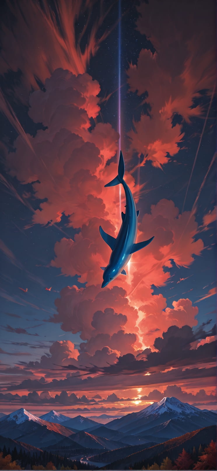 Granite Red Night Sky Autumn Animal mobile wallpaper / スマホ壁紙