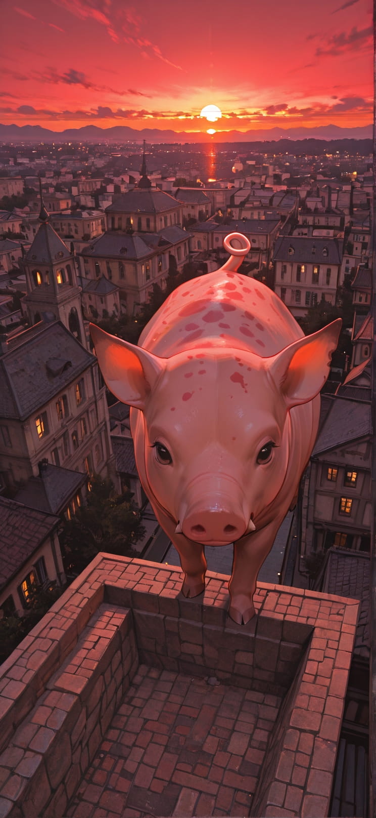 Granite Red Sunset City Summer Animal mobile wallpaper / スマホ壁紙