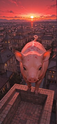 Granite Red Sunset City Summer Animal mobile wallpaper / スマホ壁紙