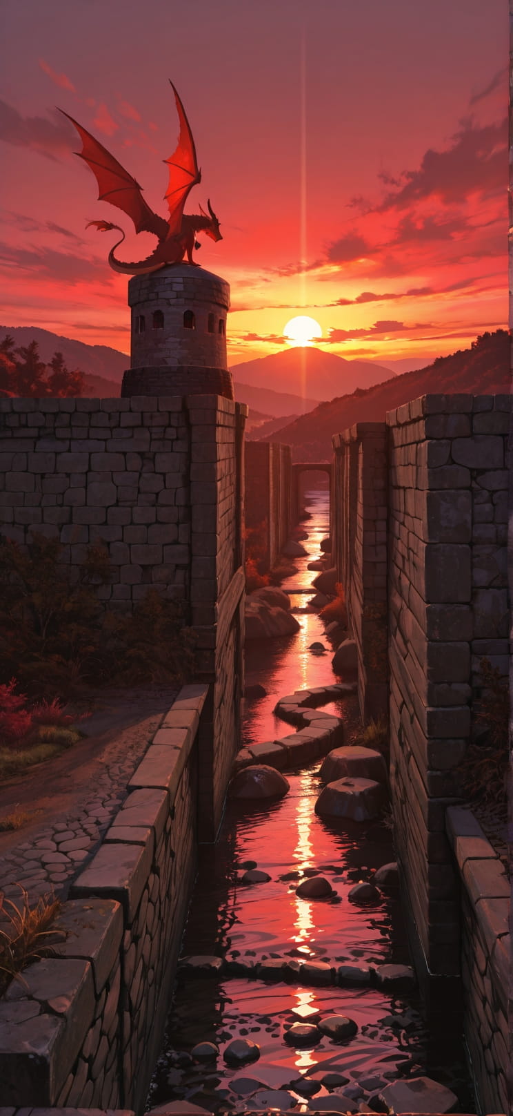 Granite Red Sunset Sea Spring Animal Machine mobile wallpaper / スマホ壁紙