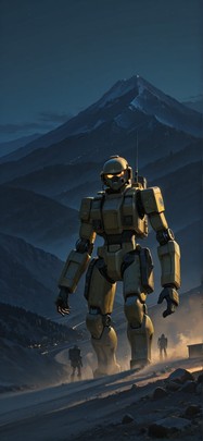 Granite Yellow Night Mountain Summer mobile wallpaper / スマホ壁紙