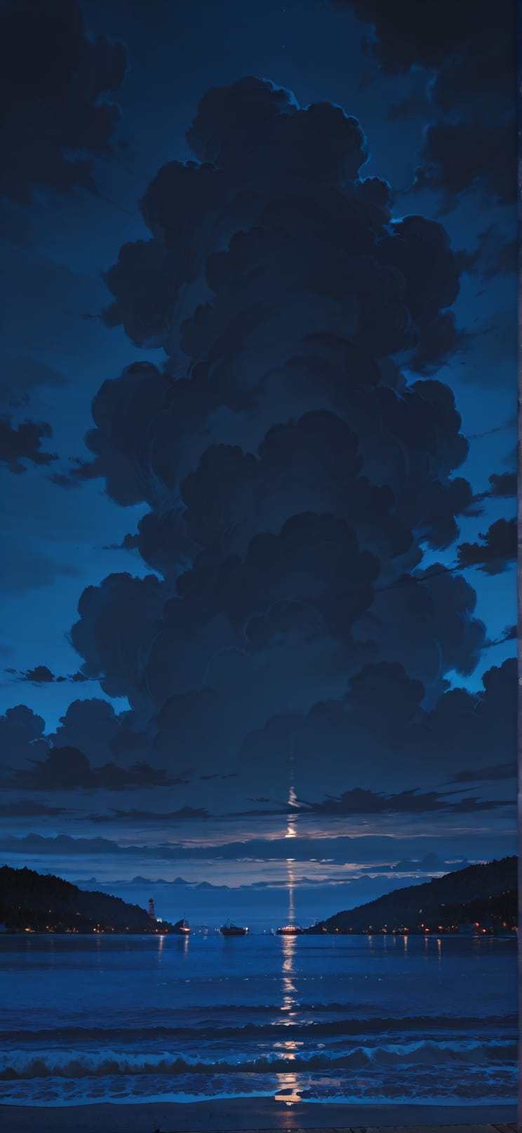 Harbor Blue Night Nature Spring mobile wallpaper / スマホ壁紙