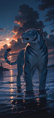 Harbor Blue Sunset Nature Summer Animal mobile wallpaper / スマホ壁紙