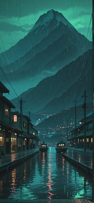 Harbor Green Afternoon Mountain Spring Machine mobile wallpaper / スマホ壁紙