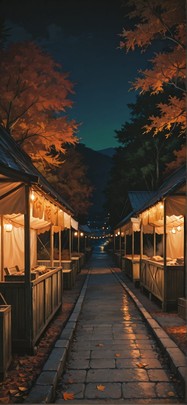 Harbor Green Night Nature Autumn mobile wallpaper / スマホ壁紙