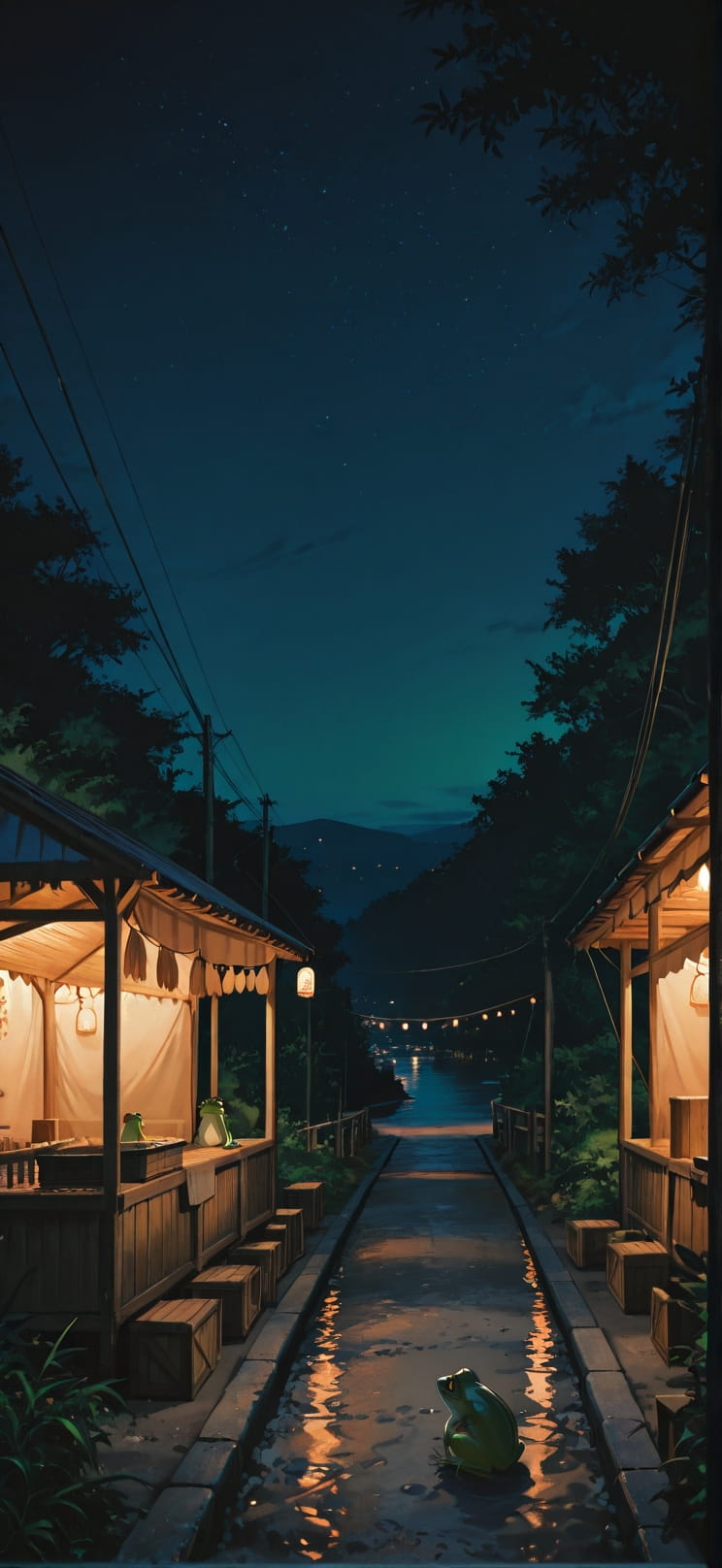 Harbor Green Night Nature Summer Animal mobile wallpaper / スマホ壁紙