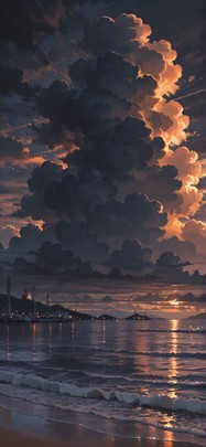 Harbor Orange Afternoon Sea Summer mobile wallpaper / スマホ壁紙