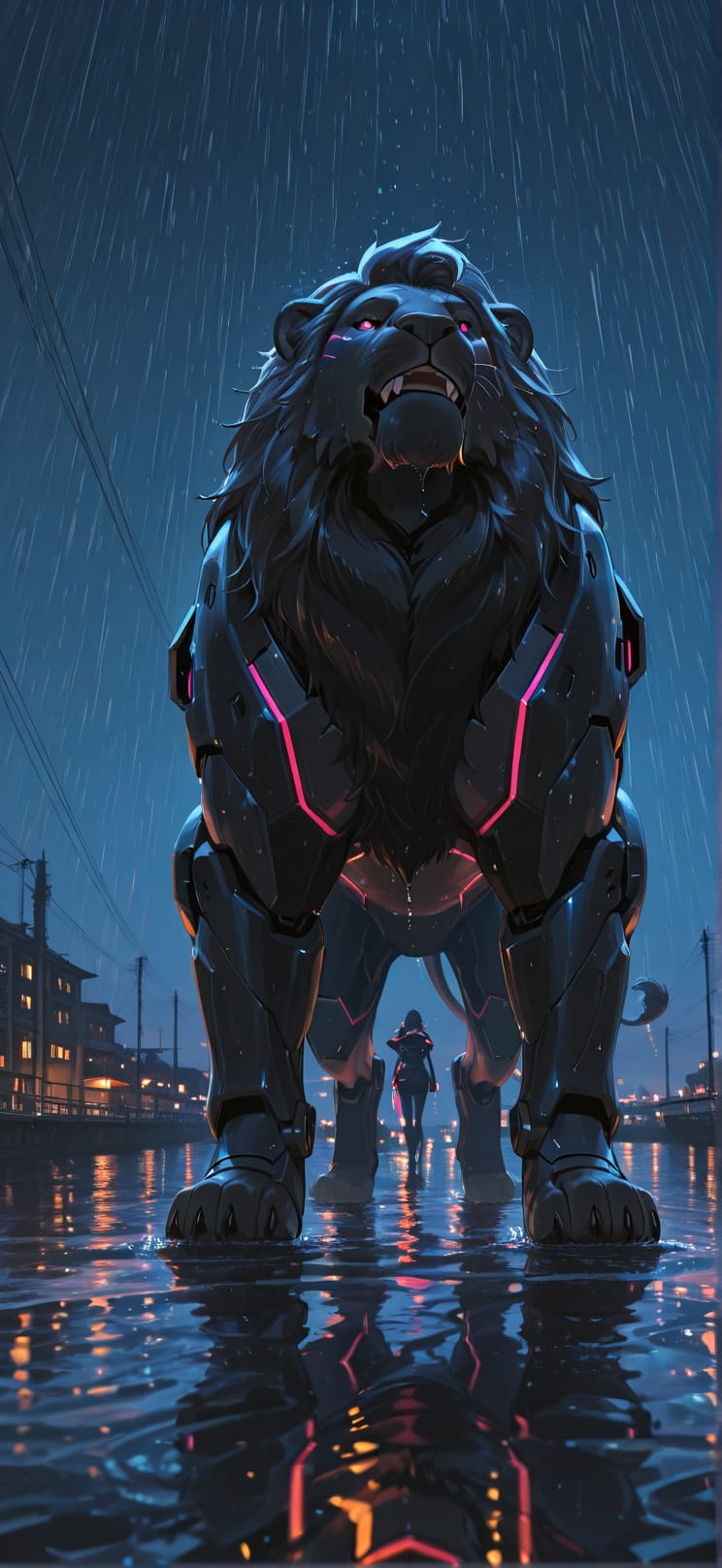 Harbor Orange Night Sky Spring Animal Machine mobile wallpaper / スマホ壁紙