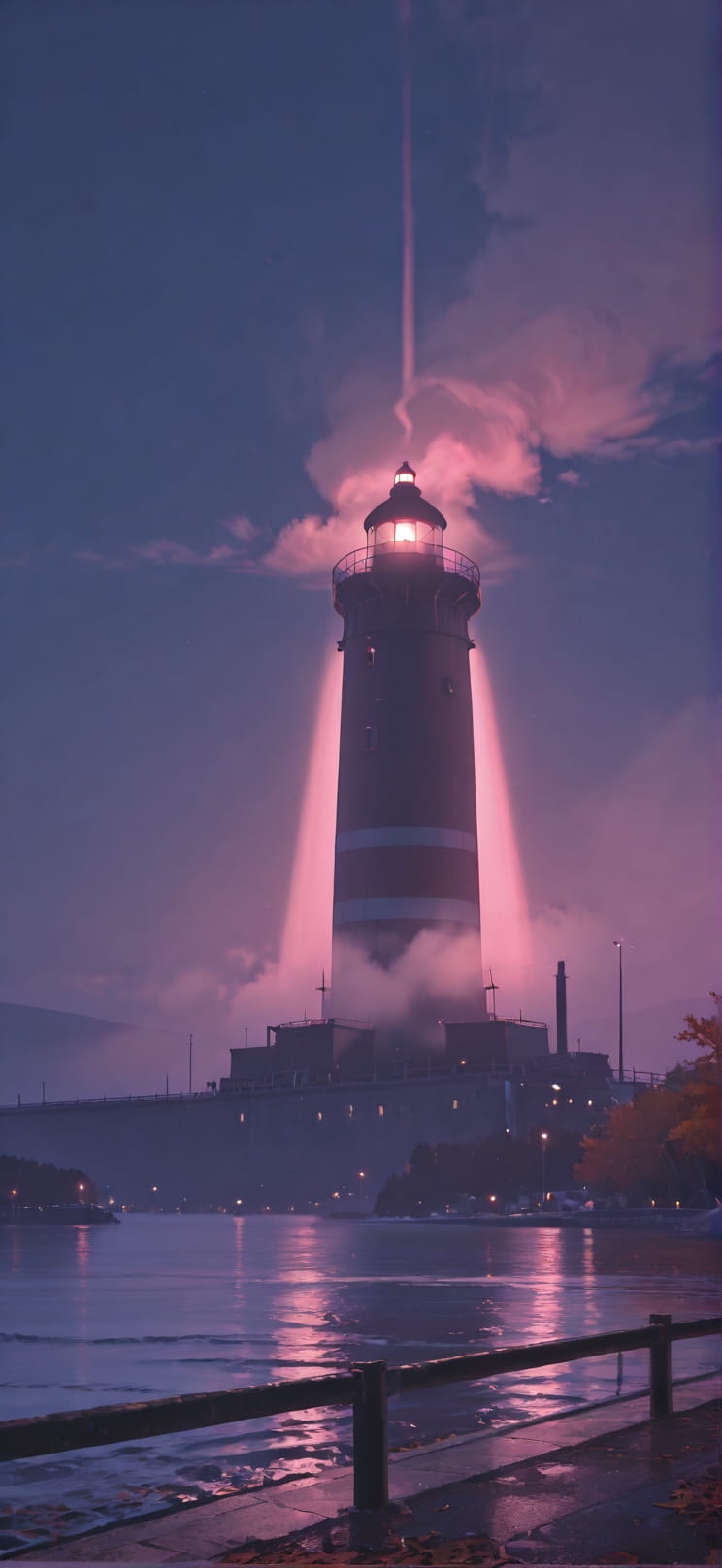 Harbor Pink Night Sky Autumn mobile wallpaper / スマホ壁紙