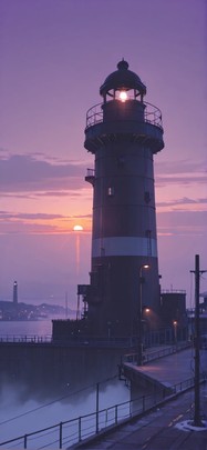 Harbor Purple Sunset Sky Winter Animal Machine mobile wallpaper / スマホ壁紙