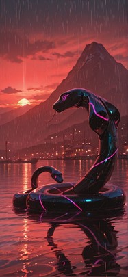 Harbor Red Sunset Mountain Summer Animal Machine mobile wallpaper / スマホ壁紙